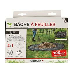 Greengers - Sacchetti per rifiuti da giardino, giardino, telo per raccogliere foglie ø220 cm, telo 2 in 1 per raccolta rifiuti verdi - 1 telo - 3 manici rinforzati, richiudibile, molto pratico - 130