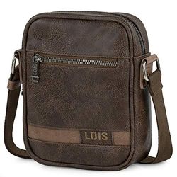 Lois - Bandoleras Hombre - Bolso Hombre Bandolera Ajustable - Bandolera Hombre Polipiel - Bolso Bandolera Hombre. Bolso de Hombre Pequeño. 310216, Marron