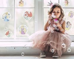 Disney Window Stickers - Princess Stardust Bubbles - Size 30 x 30 cm, 2 Sheets - Children's Room, Baby Room, Window Stickers