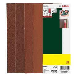 Bosch 2607019498 - Pacote de 25 lixas para lixadeiras orbitais (93 x 230 mm, sem perfuração, grão 60, 80, 120, 240)