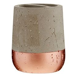Premier Housewares Neptune Toothbrush Holder, Concrete, Grey/Copper, 9 x 9 x 10 cm
