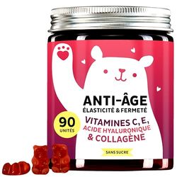 Gummies Collagène VERISOL® 2500 mg avec Acide Hyaluronique - Sans Sucre - Vitamines C,E et CQ10 - Complexe Hautement Dosé avec Antioxydants – 90 Pièces – Saveur Cerise – Bears with Benefits