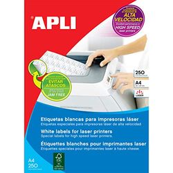 APLI 2521 - Permanente witte laseretiketten 70,0 x 42,4 mm 250 vellen
