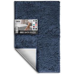 Hearth & Harbor Bathroom Rugs, Chenille Bath Mat - Machine Washable Bath Mats for Bathroom Non-Slip Backing Rubber, Quick Dry Bathroom Mat, Medium Navy
