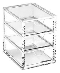 OSCO Extra Small Clear Acrylic 3 Drawer Chest | Pin Storage | Jewellery | Paperclips | Small Stationery | H10 x W7 x D9 cm