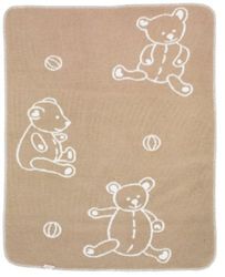 Alvi, Coperta in cotone per bambini, motivo: Orsacchiotto, Beige (Mehrfarbig), 75 x 100 cm