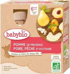 Babybio Gourde Pomme Poire Pêche du Roussillon / Occitanie 6+ Mois 360g