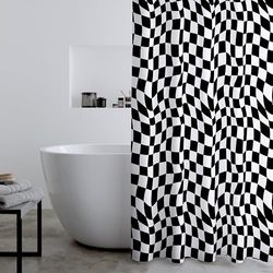 Catherine Lansfield Tenda da doccia a scacchiera, 180 x 180 cm, colore: nero/bianco