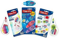 BIC Tipp-Ex Correction - Juego de cintas correctoras con 5 mini Pocket Mouse (2 decoraciones a juego y 3 colores elegantes) y 3 Micro Tape Twist - Colores surtidos, 8 unidades