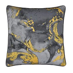 Sleepdown Metalliskt marmortryck fylld kudde mjuk dekorativ bomullskudde för heminredning soffa sovrum och bil - 45 cm x 45 cm - grå