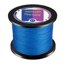 RIKIMARU Línea de Pesca Trenzada Resistente a la abrasión Superline Zero Stretch & Low Memory Extra Thin Diámetro Azul 327 Yardas, 9.1 kg