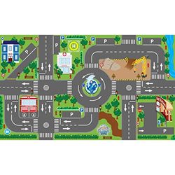 Van Manen Kids Globe lekmatta med vägar (lysande LED-ampel, barnmatta med halkskyddsgolv, storlek 120 x 72 cm) 570271