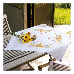 Vervaco Embroidery: Tablecloth: Rabbits, 100% Cotton, Multi-Colour, 40 x 2 x 20 cm