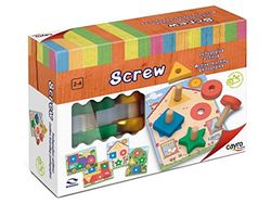 Cayro - Screw - Zestaw śrub i nakrętek dla dzieci - Drewniana gra edukacyjna - Poprawa umiejętności motorycznych - Uczenie się podczas zabawy - dla dzieci w wieku 2-4 lat