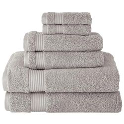 BERIBO Turkish Towel Set 100% Cotton (Serenity) 6 Pieces, 620gsm (Stone)