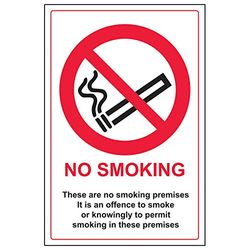 VSafety "No Smoking/These Are No Smoking Premises"-skylt, (paket med 3), 150mm x 200mm, 3