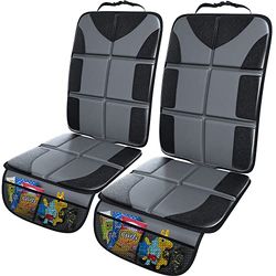 Gimars XL Tapis Protecteur de Siège de Voiture en Coussin EPE Épais [Noir], Lot de 2. Protections de Siège Bébé Imperméables en Tissu 600D avec Poches de Rangement pour SUV, Berline, et Camion
