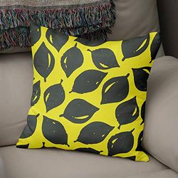 BonaMaison Fodera per Cuscino Giallo neon e fumo Cotone e Copricuscini Federa per Divano Casa Soggiorno Camera da Letto Decorazione Interni ed Esterni, Dimensioni: 43x43 - Prodotta in Turchia