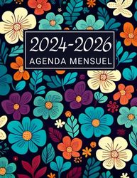 Agenda Mensuel 2024-2026 3 Ans: (Janvier 2024 à Décembre 2026) Pour Vous Aider à Planifier Chaque Mois Facilement |1 Mois Sur 2 Pages
