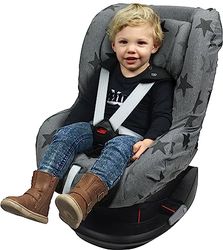 Dooky Grey Stars Capa de assento infantil (ajuste universal para muitos modelos populares, faixa etária 1 9 - 18 kg, sistema de cinto de 3 e 5 pontos) (126826), cinzento com estrelas