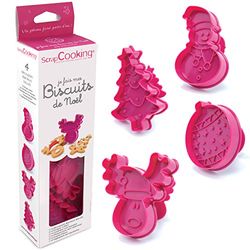 Scrapcooking 2031 Set "Je Fais Mes Biscuits de Noël", för jultallrikar, 4 formar att pressa, för kex