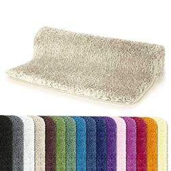 Spirella - Tapis de Salle de Bain Microfibre Highland, Dos Antidérapant, Séchage Rapide, Poils Longs 40mm, Lavable en Machine + Sèche-Linge - 60 x 90 cm - Beige