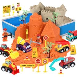 NK Set Arena Mágica para Niños 2 3 4 5 6 años - Juego de Construcción Infantil con 1.36kg de Arena Kinética de 2 colores y Arenero de 40x40cm, Juguete Regalo Original Navidad Cumpleaños (48 piezas)