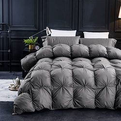 Three Geese Piumone in piuma d'oca, con inserto in piuma d'oca, per letto king size, 750+ potenza di riempimento, 1200 fili, 100% cotone, per tutte le stagioni, piumino grigio di alta qualità con 8