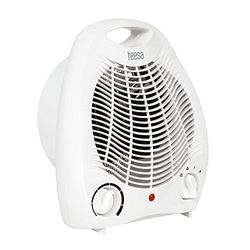 Teesa TSA8025 Ventilatorkachel met 3 standen, 2 warmtestanden (1000 W, 2000 W), instelbare thermostaat, oververhittingsbeveiliging, wit, 240 V