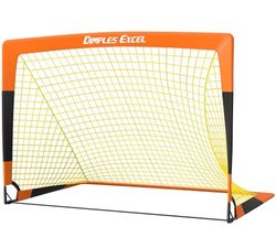 Dimples Excel Portería de Fútbol para Niños Plegables Portería Red para Niños Jardín Entrenamiento Futbol - 4'x 3', Naranja+Negro,1 Pack