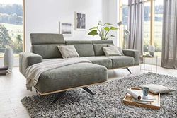 DOMO. Collection Hoekbank Lucera, functionele sofa in L-vorm, hoekbank, 259x169 cm, gestoffeerde hoek met houten frame in donkergroen