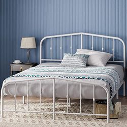 Zinus Heidi Super King - Letto 180 x 200 cm, telaio in metallo con testa e piede, altezza 31 cm, bianco
