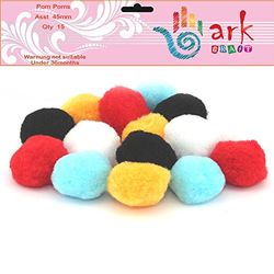 arkCRAFT 15 Mixed Fluffy Felt Pom poms Ball Assorted Colors 4.5cms