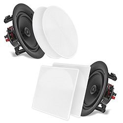 Pyle PDIC56 Blanco altavoz - Altavoces (De 2 vías, Empotrado en pared/techo, 1,27 cm (0.5"), 13,3 cm (5.25"), Polipropileno, 150 W)