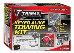 Trimax TCP50 Aanhangwagenslot Combo Pack (gelijk met sleutel), zwart