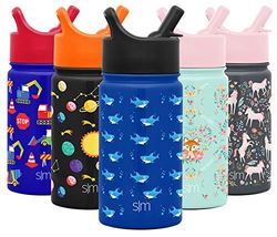 Simple Modern Bouteille d'Eau pour Enfants avec Paille | Gobelet Thermique en Acier Inoxydable Isolé Réutilisable pour Garçons et Filles | Summit Collection | 415ml | Shark Bite