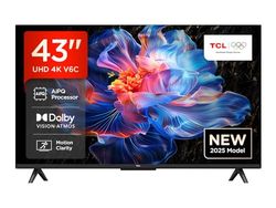 TCL 43V6C Smart TV LED Direct da 43", HDR 4K, con tecnologia Google TV (Dolby Audio, Motion Clarity, compatibile con Google Assistant e Alexa)