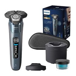Philips Shaver Series 8000 - Wet & Dry Electric Shaver with SkinIQ Technology in Ice Blue, Pop-up Trimmer, Charging Stand, Travel Case, Quick Clean pod, Cleaning Brush (Model S8692/55)