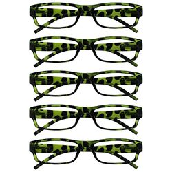 OPULIZE The Reading Glasses Company Green Tortoiseshell Value 5 Pack Lightweight Mens Womens RRRRR32-6 +1.50