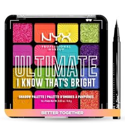 PACK NYX Professional Makeup Paleta de Sombras I Know That's Bright + Epic Ink Liner Negro