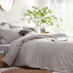 The Linen Yard Stonehouse Double DUVet Cover Set, Cotton, Grey, 200 X 200 cm