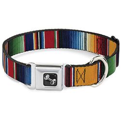 Buckle-Down Zarape2 - Collare per Cani con Fibbia per Cintura di Sicurezza, Striscia Verticale Multicolore, Larghezza 2,5 cm, per Collo da 22,9 a 38,1 cm, Taglia S