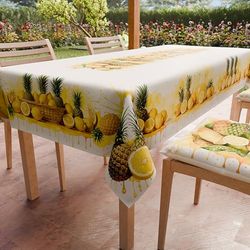 PETTI Artigiani Italiani - Fläcksäker bordsduk rektangulär bordsduk köksdesign citronfrukt och ananas X18 platser (140 x 360 cm) 100% tillverkad i Italien