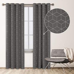 Deconovo, gordijnen met ogen, warmte-isolatie tegen kou, slaapkamer, ramen, 2 stuks, lichtgrijs, 135 x 260 cm