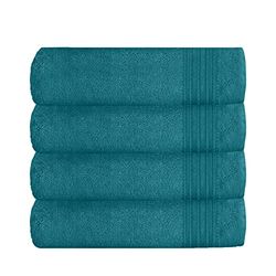 GC GAVENO CAVAILIA Luxury Super Soft 4-Pack Bathroom Hand Towels, 100% Egyptian Cotton Bath Accessory Sets, Teal, 4Pk Hampton