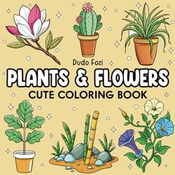 Plants & Flowers: Cute Coloring Book for Adults, Teens, and Kids | Featuring Cute Plants and Groovy Flowers | Bold and Easy | Cute Illustrations with Thick Lines