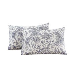 ECOCOTT 2-pack kuddöverdrag set, 100% bomull kuddöverdrag kuvertstängning. (Standard, vintage blommig)
