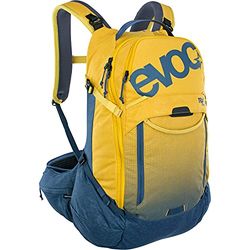 EVOC TRAIL PRO 26l protector rugzak voor fietstochten, rugzak (LITESHIELD PLUS rugprotector, lichtgewicht fietsrugzak, brede heupvinnen, 3l hydratatie blaas compartiment, maat: S/M), Curry/Denim