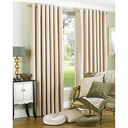 Riva Paoletti Wellesley Natural Eyelet Curtains 90 cm x 90 cm (229 x 229 cm), Polyester, 90x90 (229x229cm)