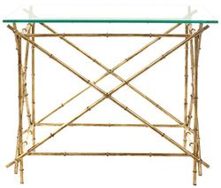 Safavieh EAF2511A Lilo Table d'Accents Fer/Verre Or/Verre 68 x 39 x 58,92 cm